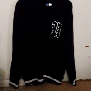Divided letterman Sweater Black Mens Medium